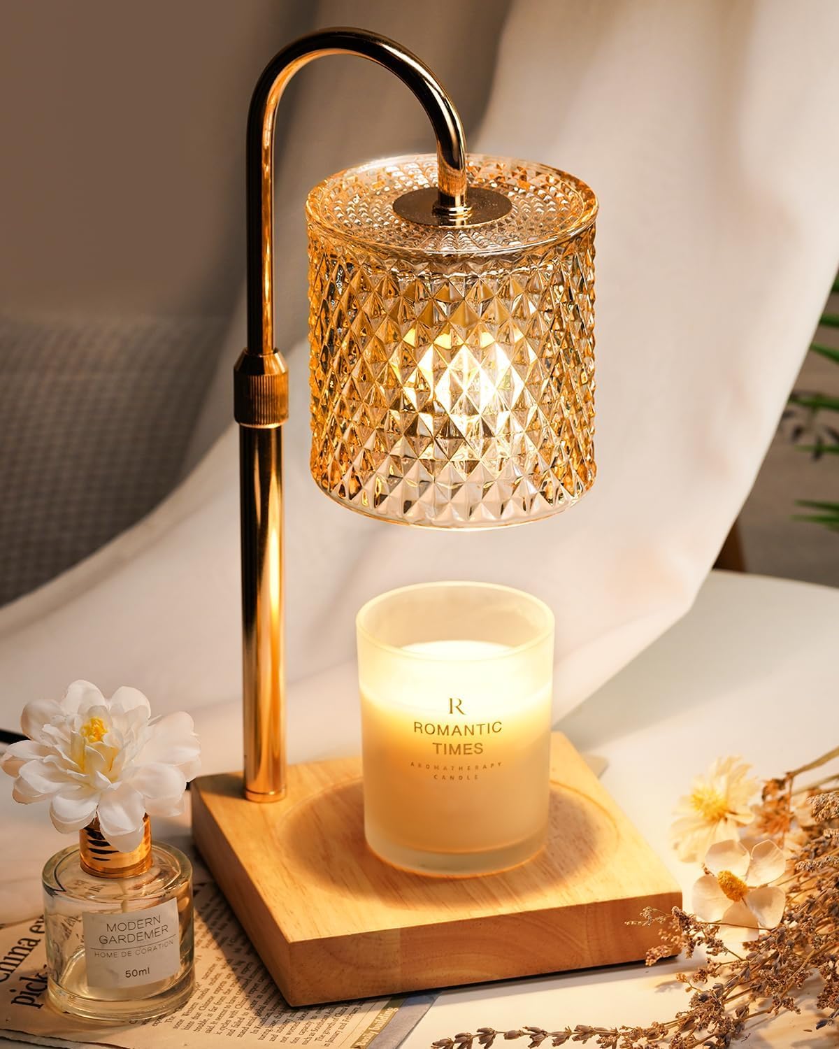Funistree Kerzenwärmer Lampe, Candle Warmer Lamp Geschenke für Frauen, Elektrische Duftlampe mit Timer und Dimmer, Vintage Kerzenwärmer für Home Decor, Geburtstagsgeschenk für Mama Freundin