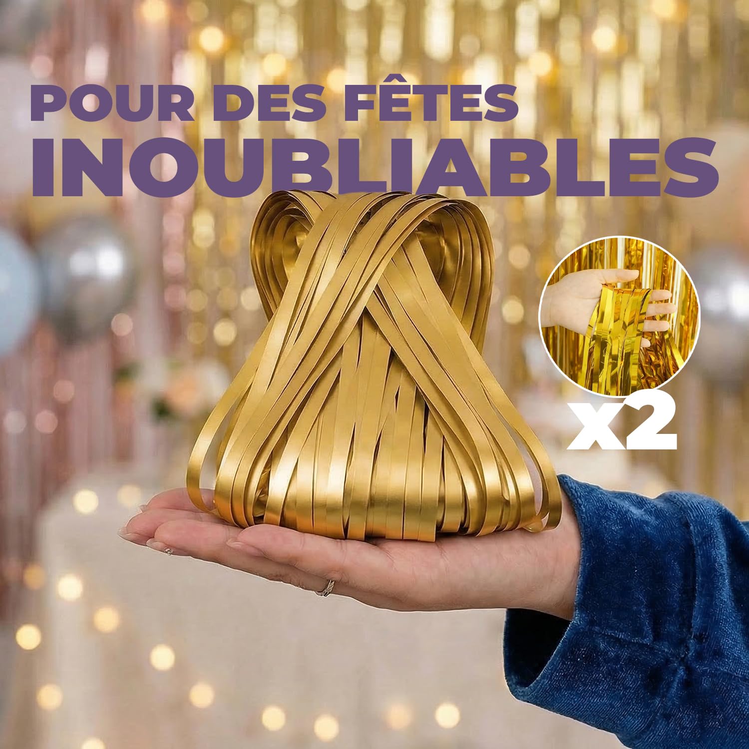 SparkL 2 Rideaux Paillettes à Franges Argentées | Grand Rideau 2 Mètres de Haut | Taille Ajustable et Pose Facile | Déco Fête, Anniversaire, Mariage, Soirée Déguisée, Nouvel an | OriginalCorner