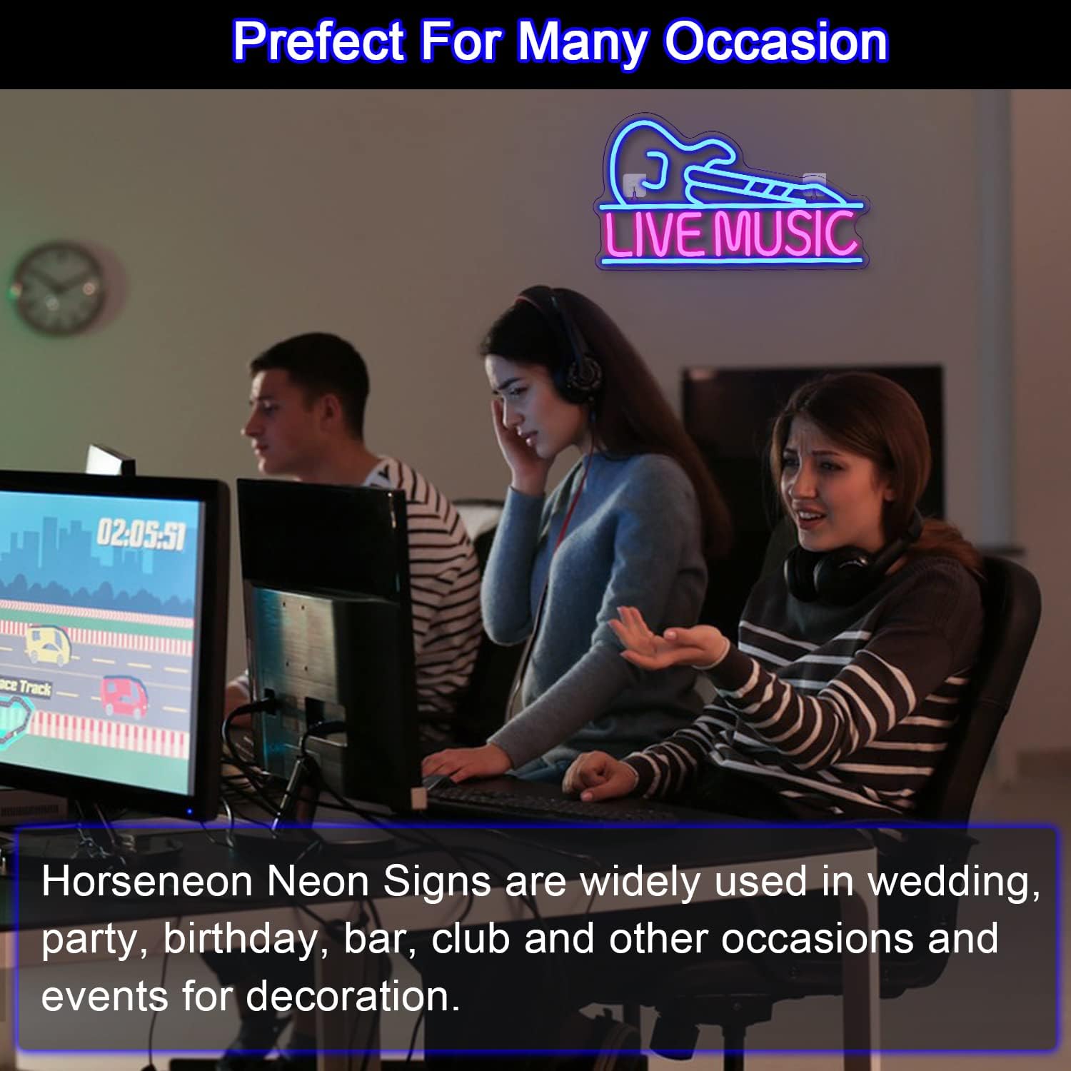 Horseneon Guitar Neon Signs for Wall Decor,Live Music Neon Lights for Bedroom,Guitar Led Light up Sign with USB Powered for Music Party, Bar, Club - Image 6