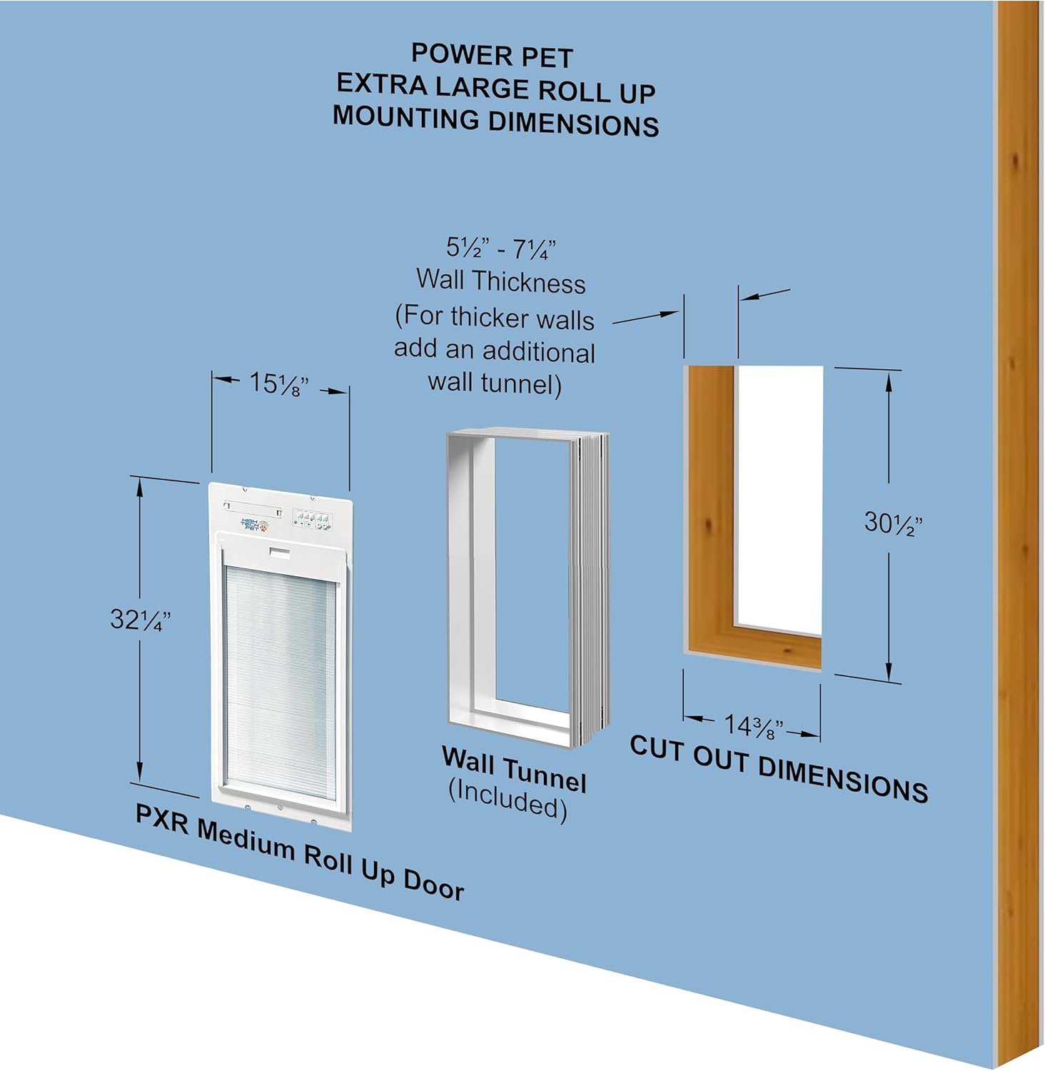 Power Pet Roll Up - Dependable Smart Dog Door, Automatic Pet Collar Operation with or Without App - High Security, Safe, Air Tight and Weatherproof, Space Saving Modern Design