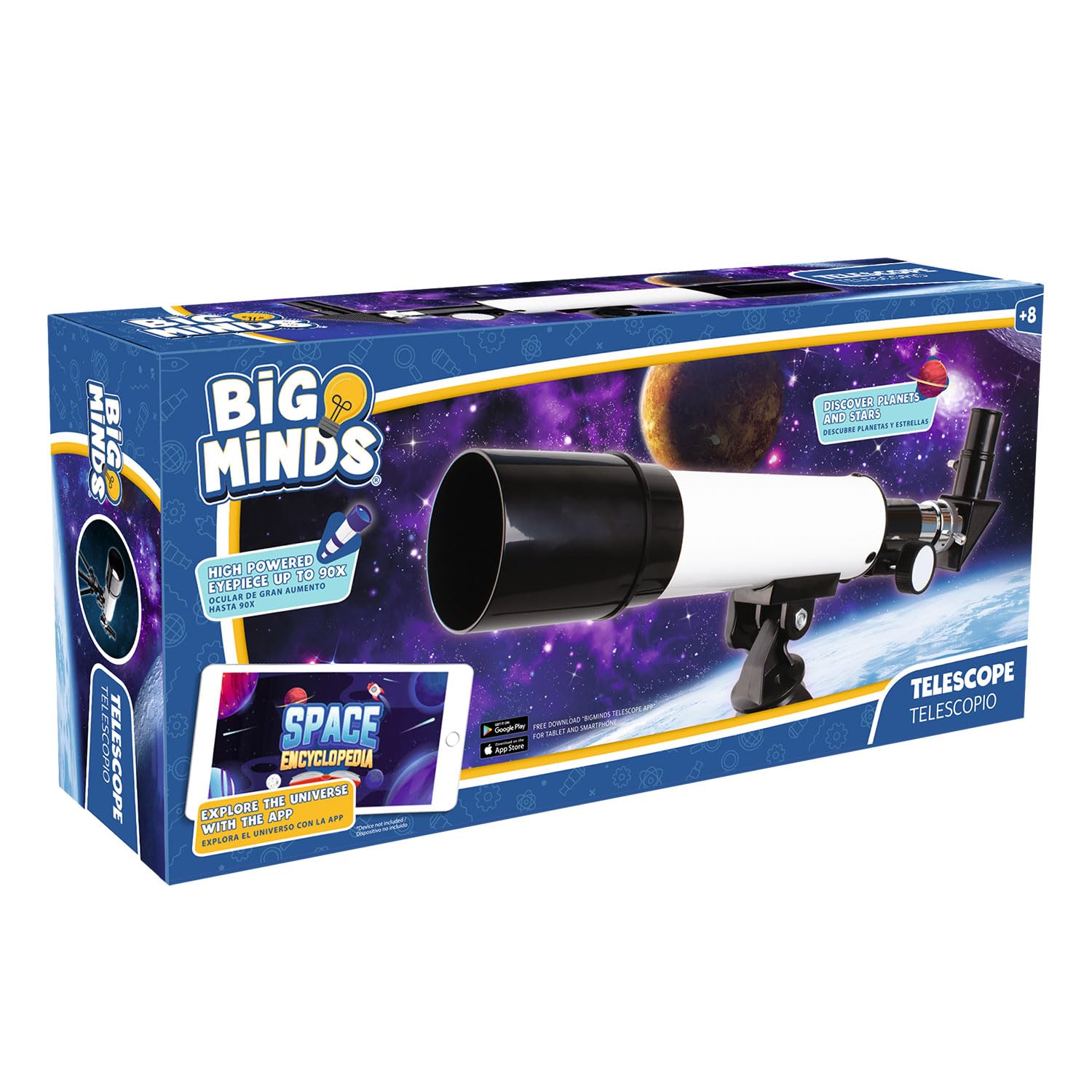 Party town Big Minds - Telescopio para Niños con App Educativa | Telescopio Astronómico Y Terrestre | Regalos Comunion Niño | Regalos para Niños 8 Años O Más