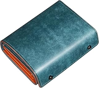 [Kawaoto] 財布 メンズ 2つ折り プエブロレザー 二つ折り財布 本革 大容量 コンパクト 小さい 箱型財布 左利き 右利き プレゼント 紳士用 人気 (紺色)