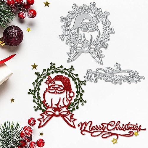 Miniatura 5 de Corona de Navidad de metal troquelada para hacer tarjetas, lazo de Navidad, Santa Star Laeves, marco de encaje, troqueles de corte para decoración