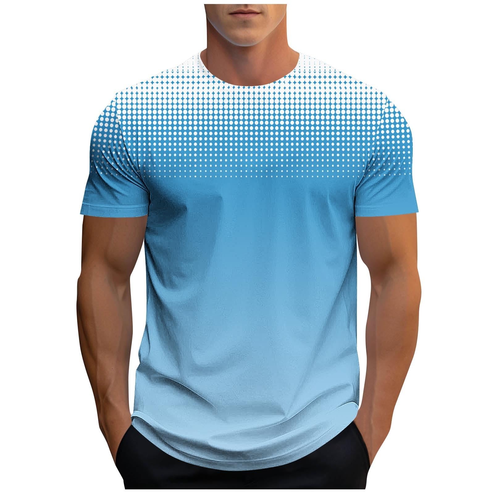 Mens Summer Cotton Blend Tshirts Short Sleeve Crewneck Ombre Color Shirt Loose Soft Lightweight Casual Basic Tee Top
