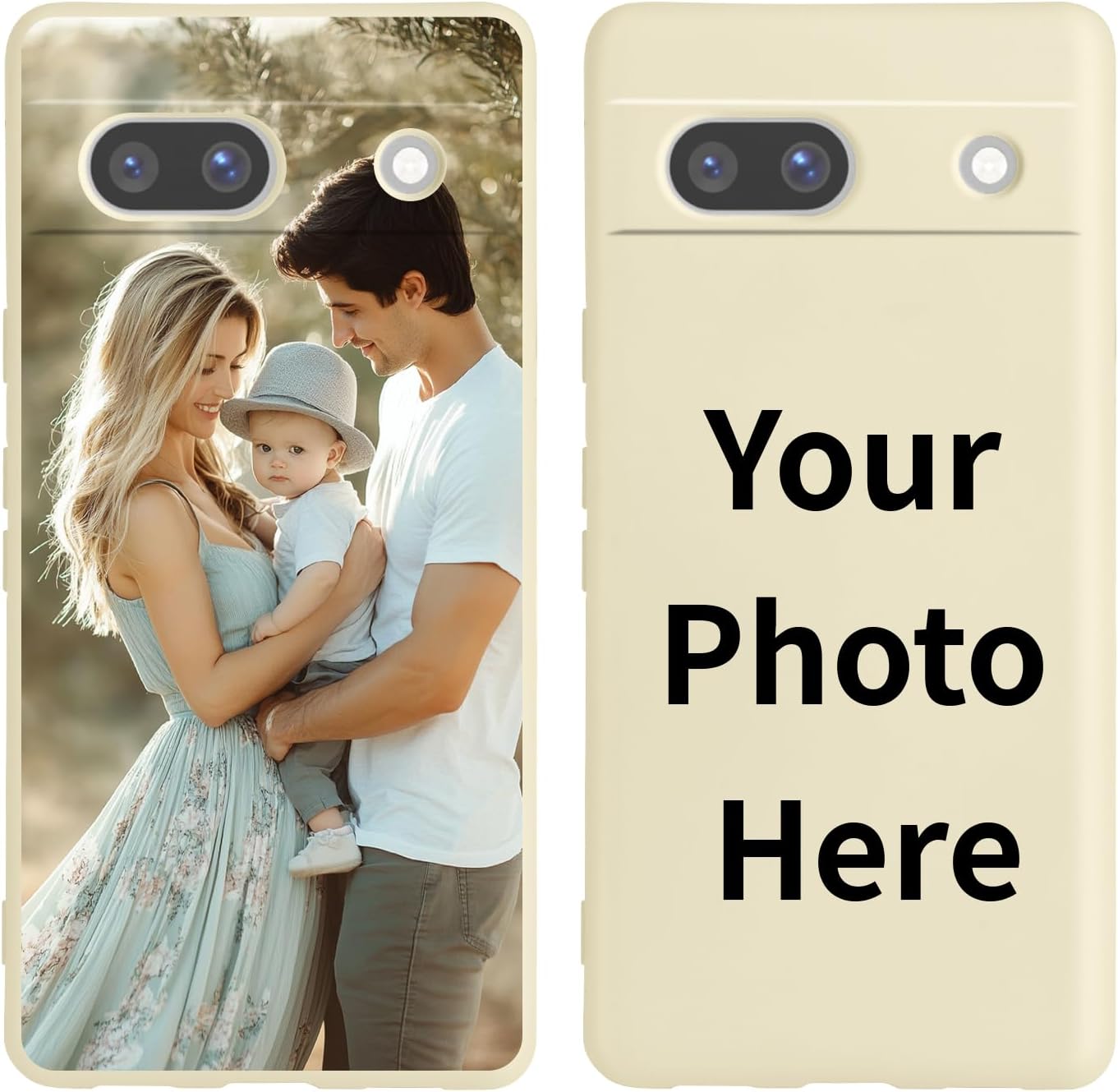 Custom Personalized Photo Phone Case for Google Pixel 10 9 8 7 6 A Pro/Pro XL, Customized Picture Text Case White Liquid Silicone Soft Rubber Cover, Gift for Birthday Christmas Family (Style 1)