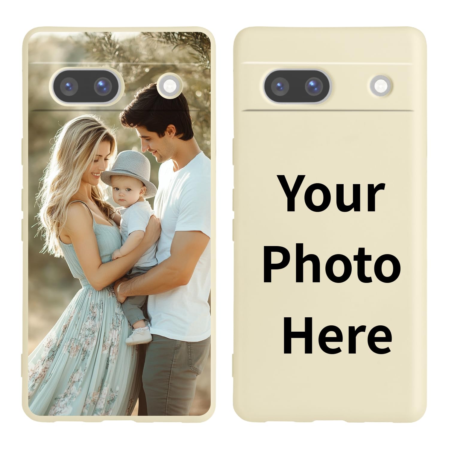 Custom Personalized Photo Phone Case for Google Pixel 10 9 8 7 6 A Pro/Pro XL, Customized Picture Text Case White Liquid Silicone Soft Rubber Cover, Gift for Birthday Christmas Family (Style 1)