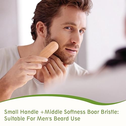 Miniatura 7 de Cepillo de pelo de tamaño de viaje, cepillo de pelo pequeño con control de bordes de madera para antiencrespamiento y suavización, cepillo de pelo