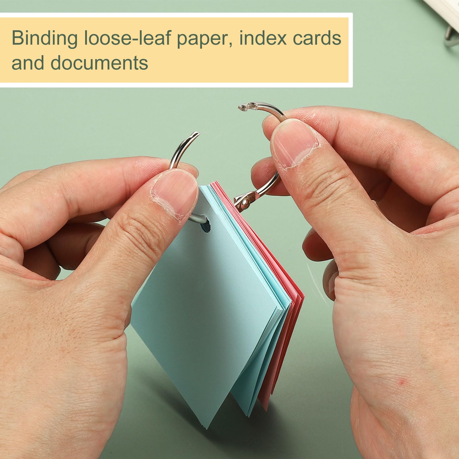 PATIKIL Anelli raccoglitori 3" x 3,2", 60 pz anelli metallici per libri nichelati portachiavi per carta schee indice flash card quaderni anelli raccoglitore, tono argentomodello