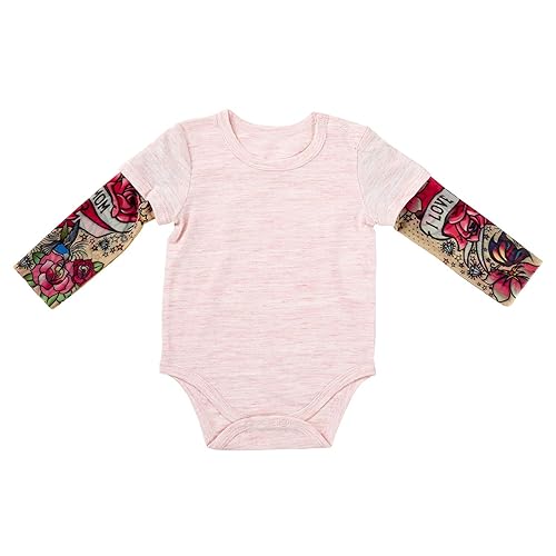 Miniatura 9 de Stephan Baby Funda de pañal estilo Snapshirt-Style con mangas de tatuaje, color negro, 6-12 meses