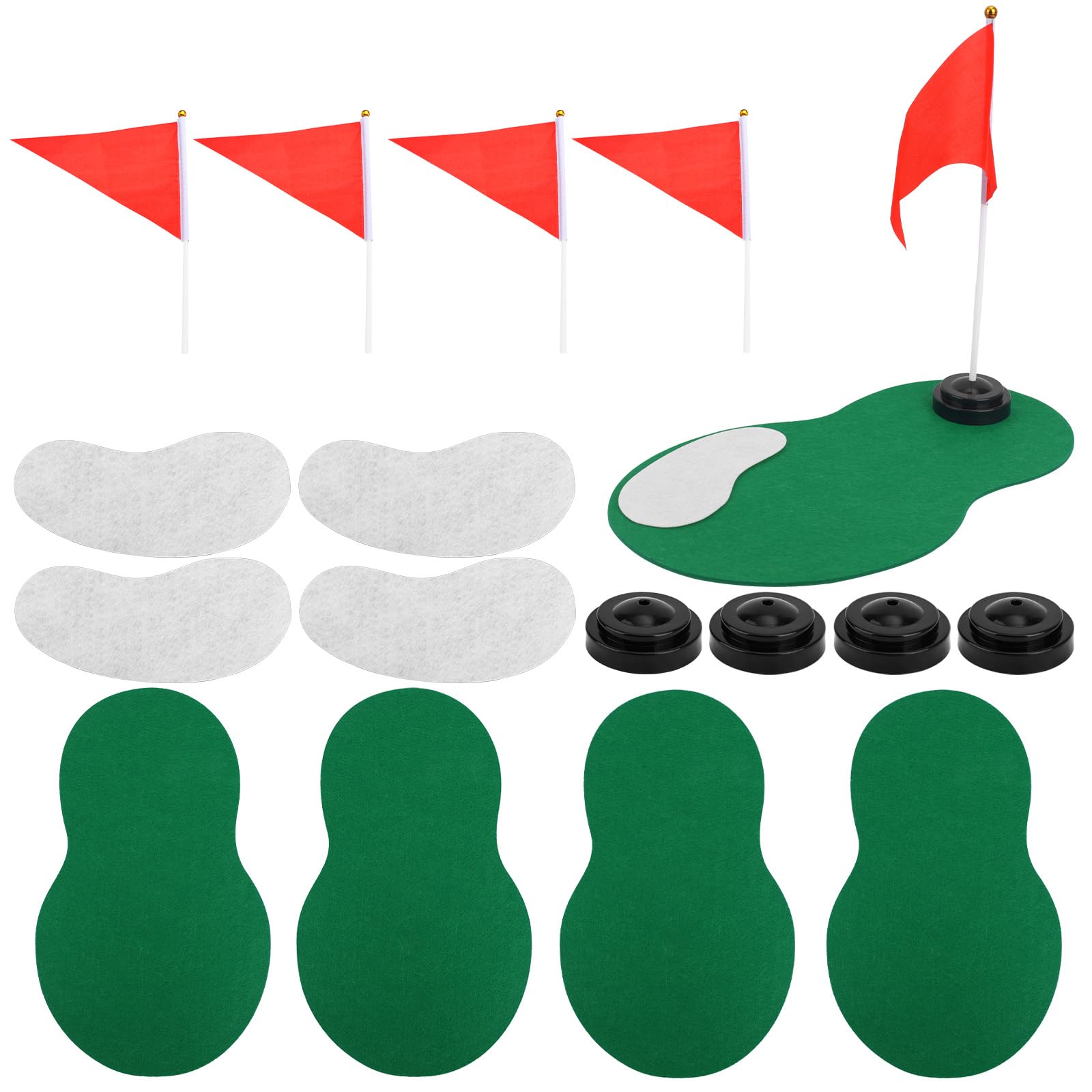 Juego de 4 Centros de Mesa Golf Decoraciones para Fiestas con Areneros y Banderas Rojas