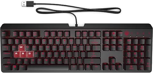 OMEN Encoder Teclado mecánico personalizable para juegos con teclas rojas Cherry MX, Rollover completo de teclas N, retroiluminación LED, USB