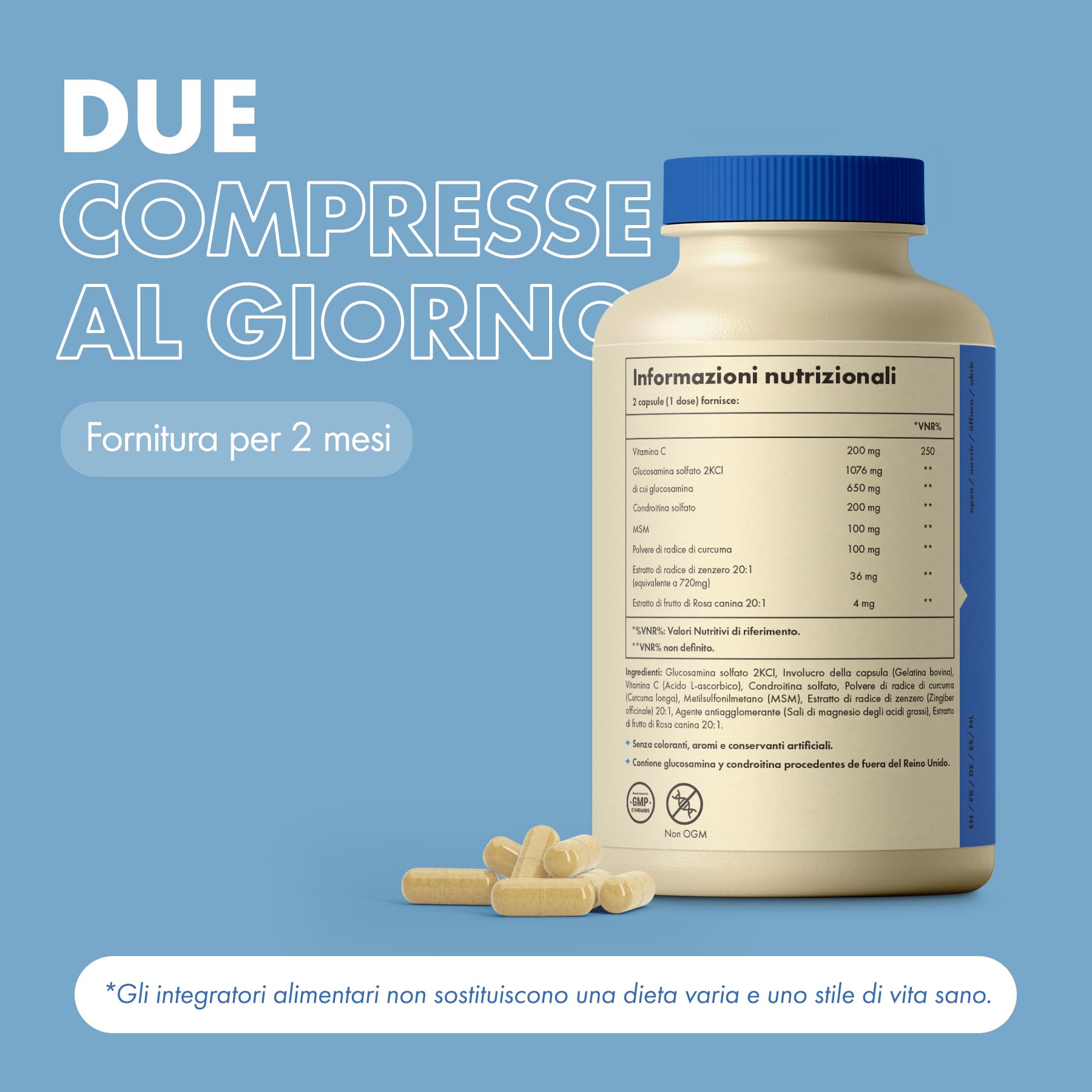 Incite Nutrition Complesso ad alta resistenza con glucosamina e condroitina con MSM, vitamina C, zenzero, rosa canina - Integratori per la cura delle articolazioni, 120 pezzi (confezione da 1)