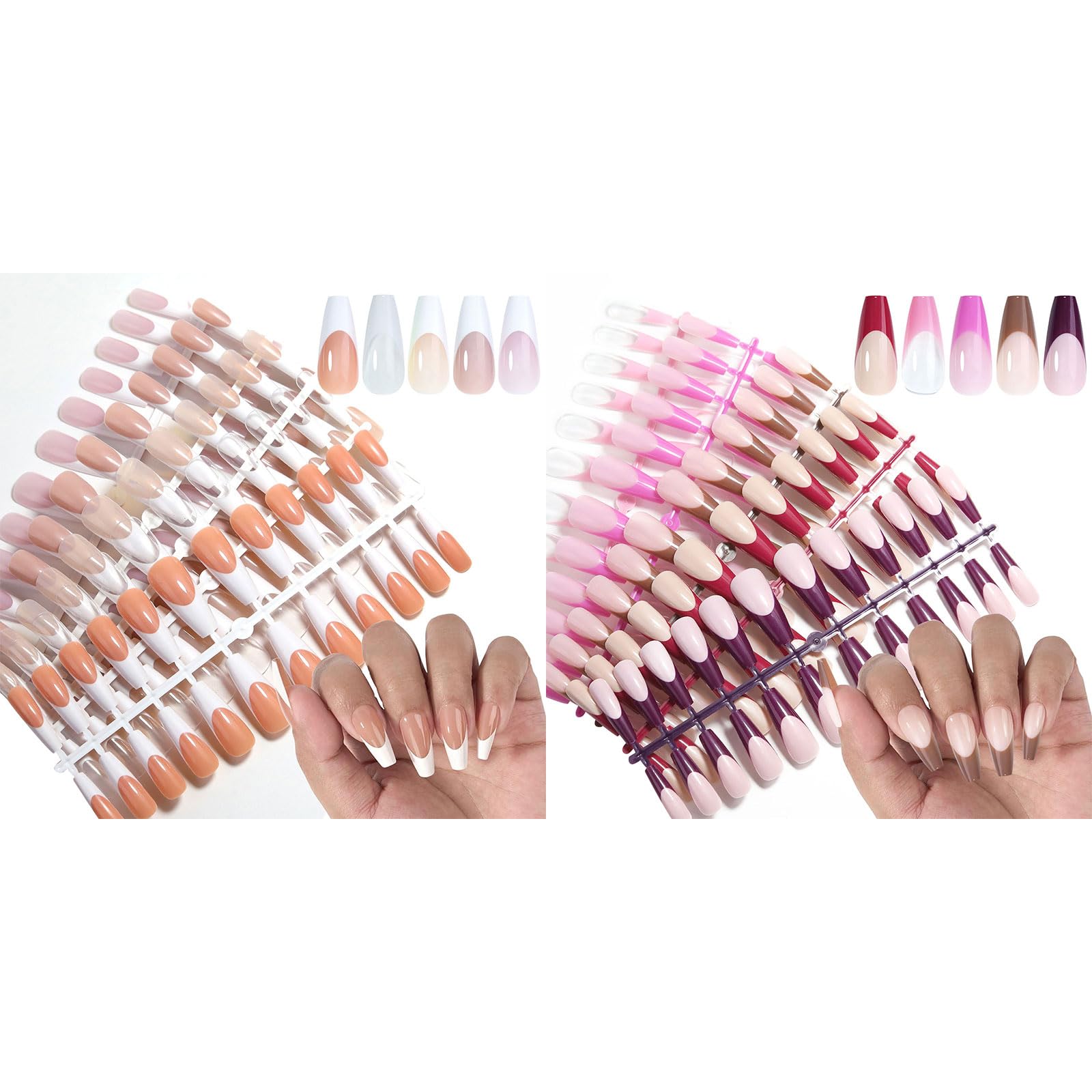 120 unghie artificiali con punta francese, unghie finte a forma di mandorla, unghie finte a pressione, forniture per manicure