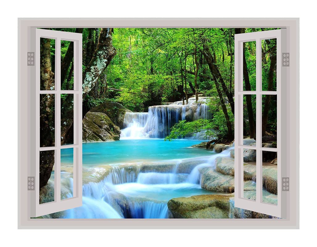 Psychedelic Collection Beautiful Natural Water Fall Window Illution Wall Sticker (PVC Vinyl, Multicolour, Wall Covering 61 cm X 46 cm)_PCWI36 (B098YVRYHZ) Amazon Price History, Amazon Price Tracker