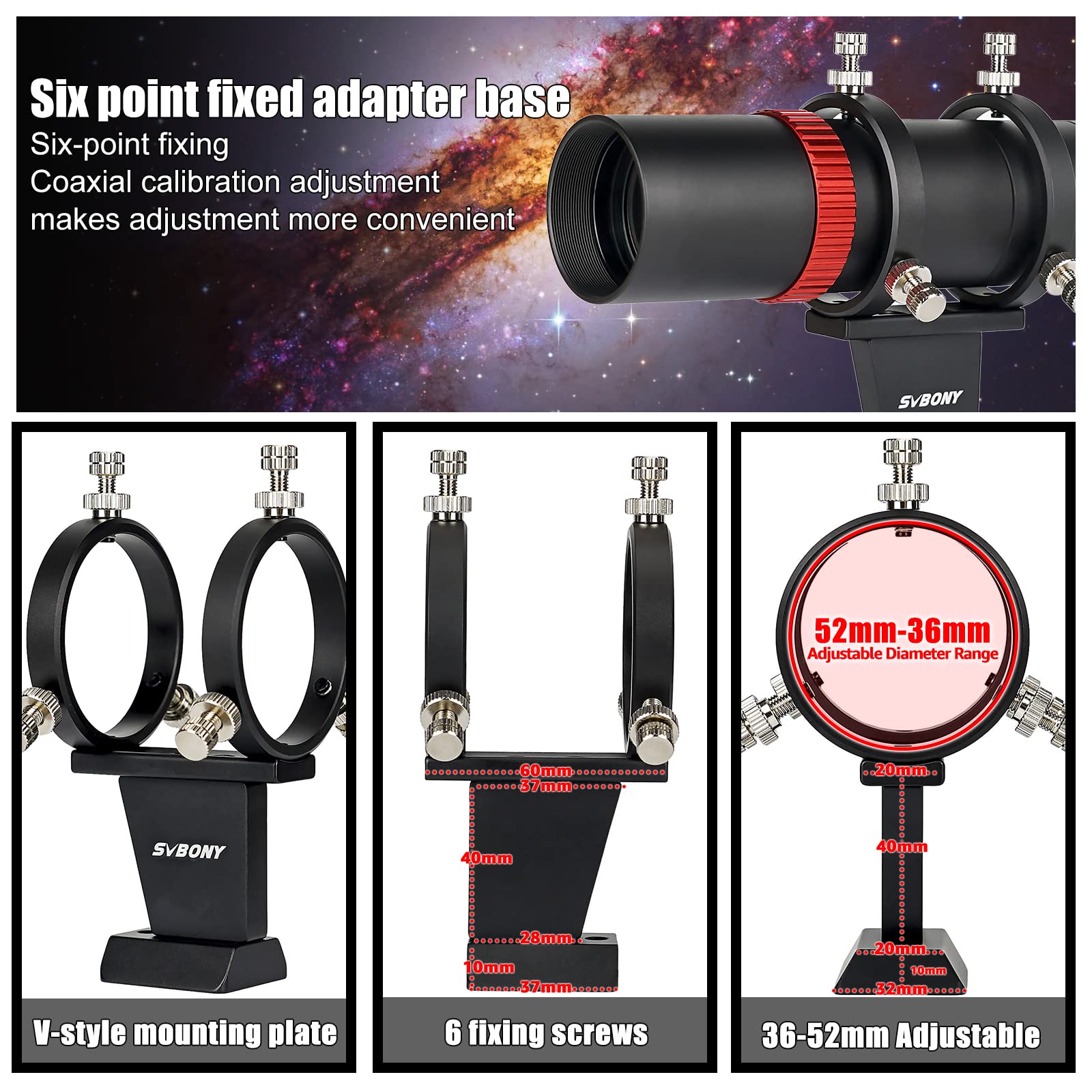 Svbony SV165 Mini Guide Scope 40F4, 1,25Zoll FMC-Beschichtung mit Spiralförmigem Fokussierer, Koaxiale Ausrichtung, Einstellbar Aluminiumlegierung, Kompatibel mit ZWO QHY Auto Guide Find Camera