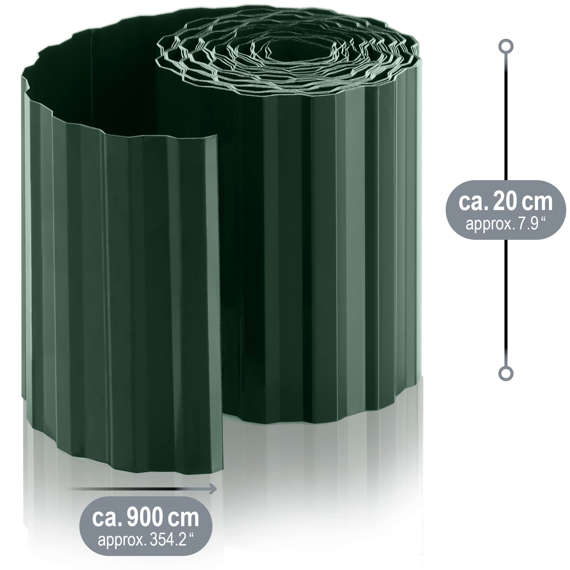COM-FOUR® 2X Borde de césped 20 x 900 cm de plástico - Borde de Parterre Flexible para césped, Parterre de Flores o como Borde de Corte - Acabado de césped, Longitud Ajustable Individualmente