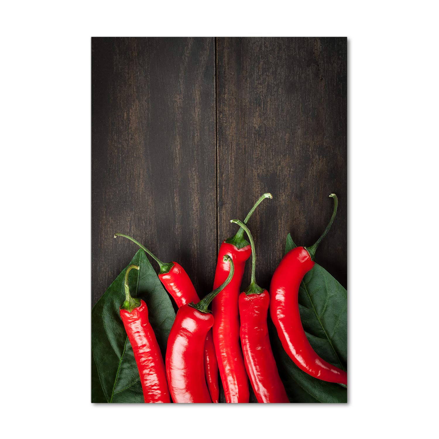 Tulup Impression sur Verre 70x100 cm Image Tableau Photo décorative panoramique pour la Cuisine et Le Salon - Nourriture et Boissons - Piments - Rouge