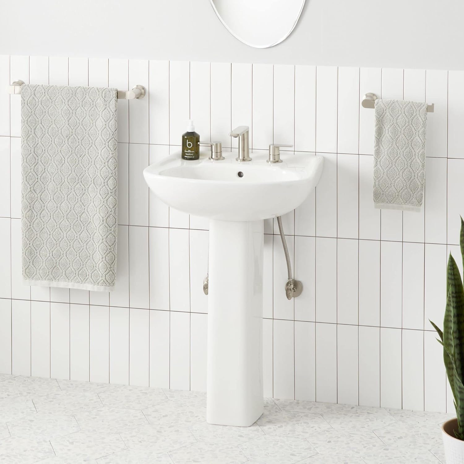 Signature Hardware 484427 Rainsville Vitreous China Pedestal Bathroom Sink with 3 Faucet Holes at 8" Centers
