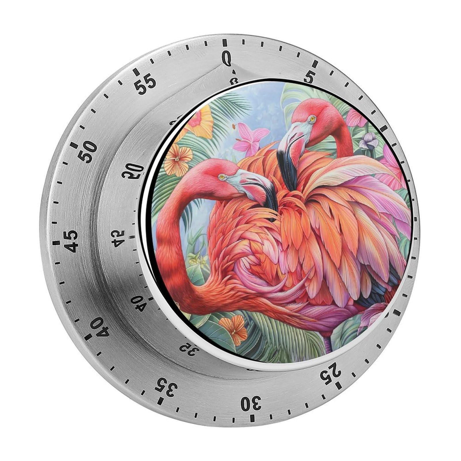 Flower Flamingo Kitchen Timer Magnetic Countdown Countup Timer for Cooking Baking 8x8cm