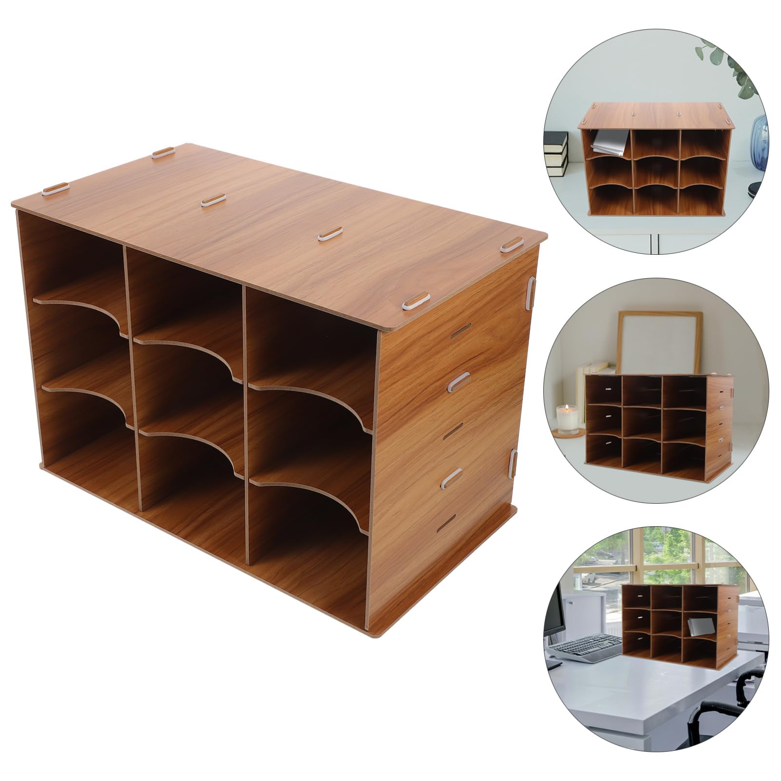 Boîte de Rangement de Bureau Boîte de Classement de Bureau en Bois Design Compartimenté Structure Solide Organisateur Multifonctionnel et École
