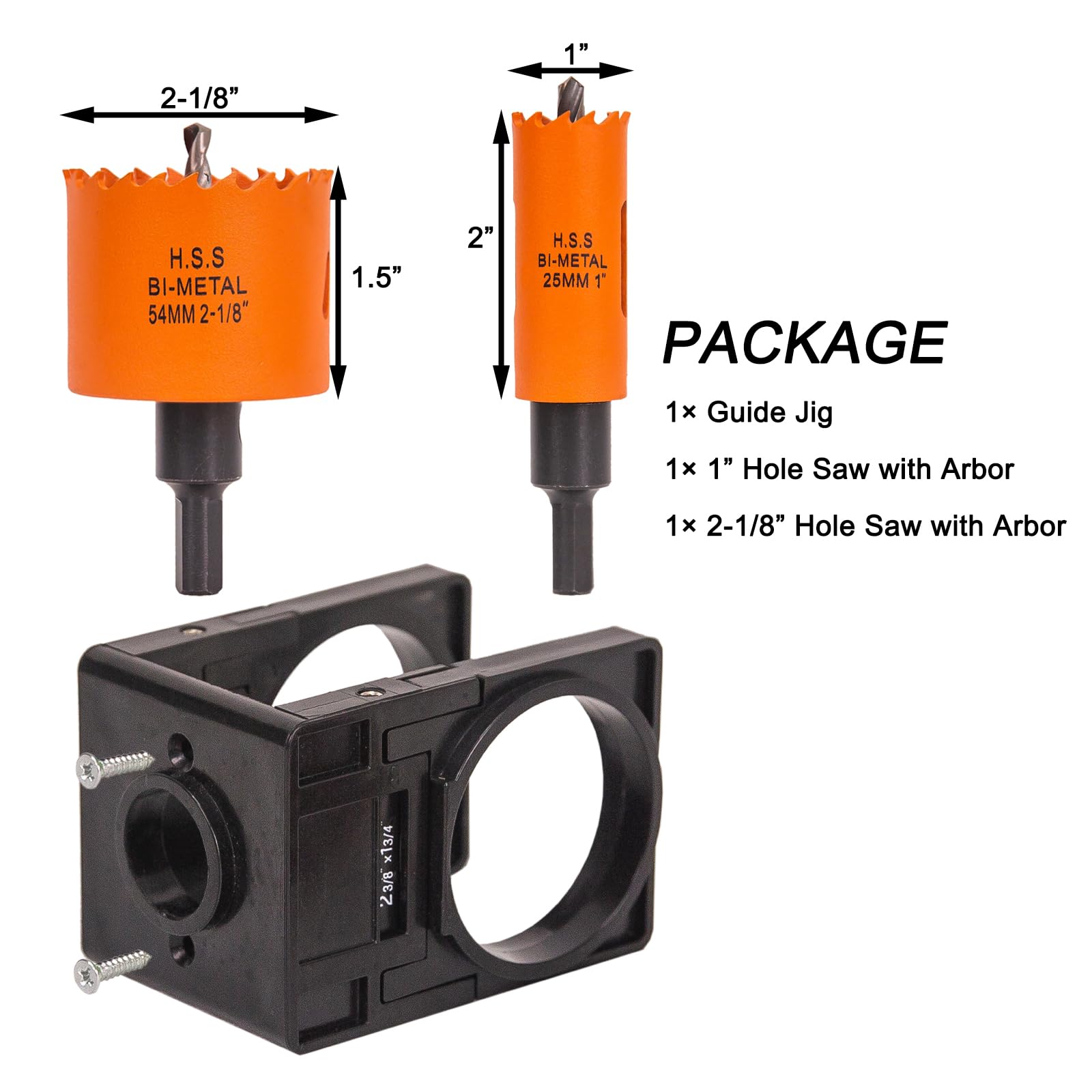 Kit de instalación de cerradura de puerta, con sierra perforadora y plantilla de 2-1/8 pulgadas y 1 pulgada, para taladrar puertas de madera y metal, instalar cerrojo y perilla, color negro