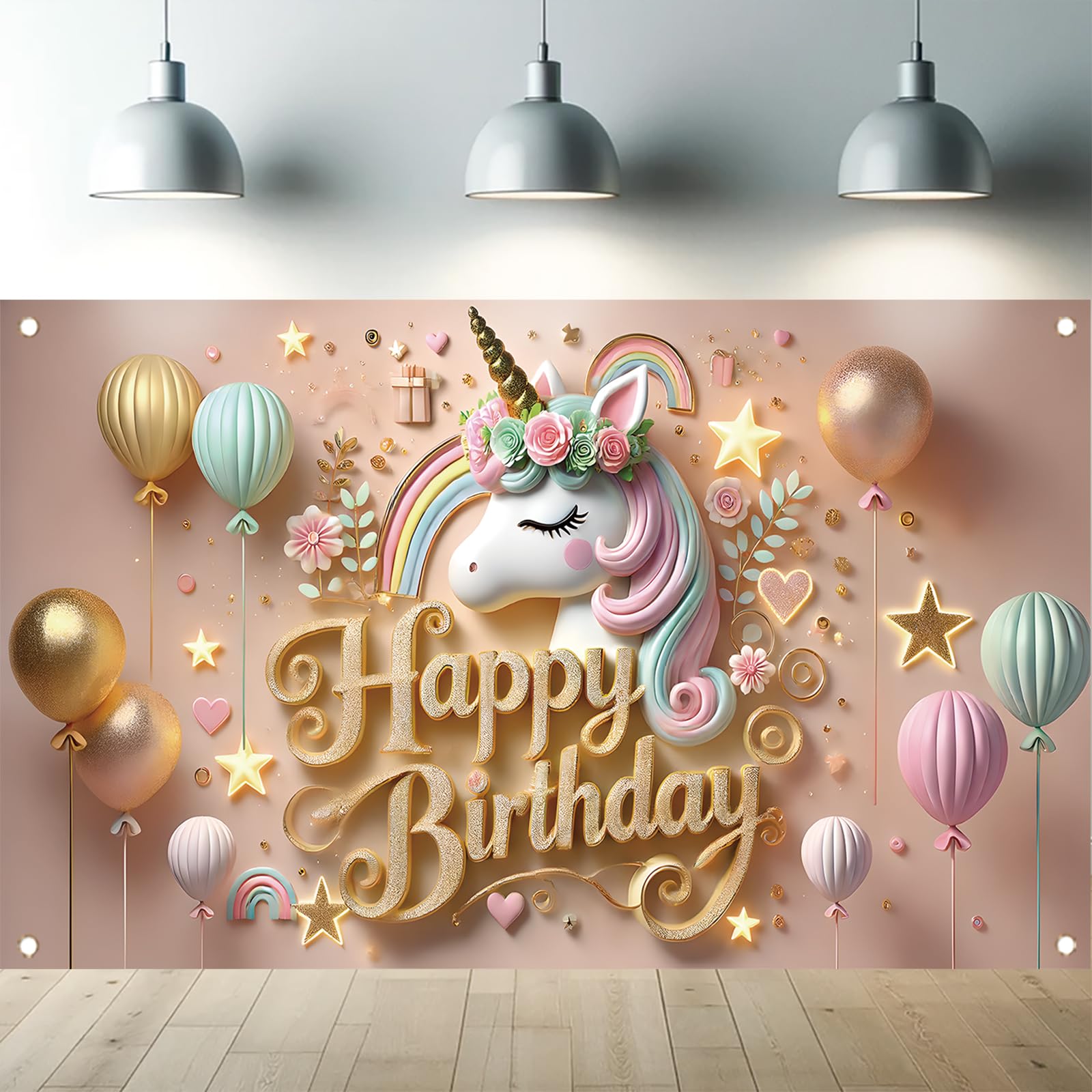 Unicorn Birthday Backdrop Adorable Unicorn Birthday Party Decorations Photography Background Banner Pastel Unicorn Fairy for Girls Women Princess