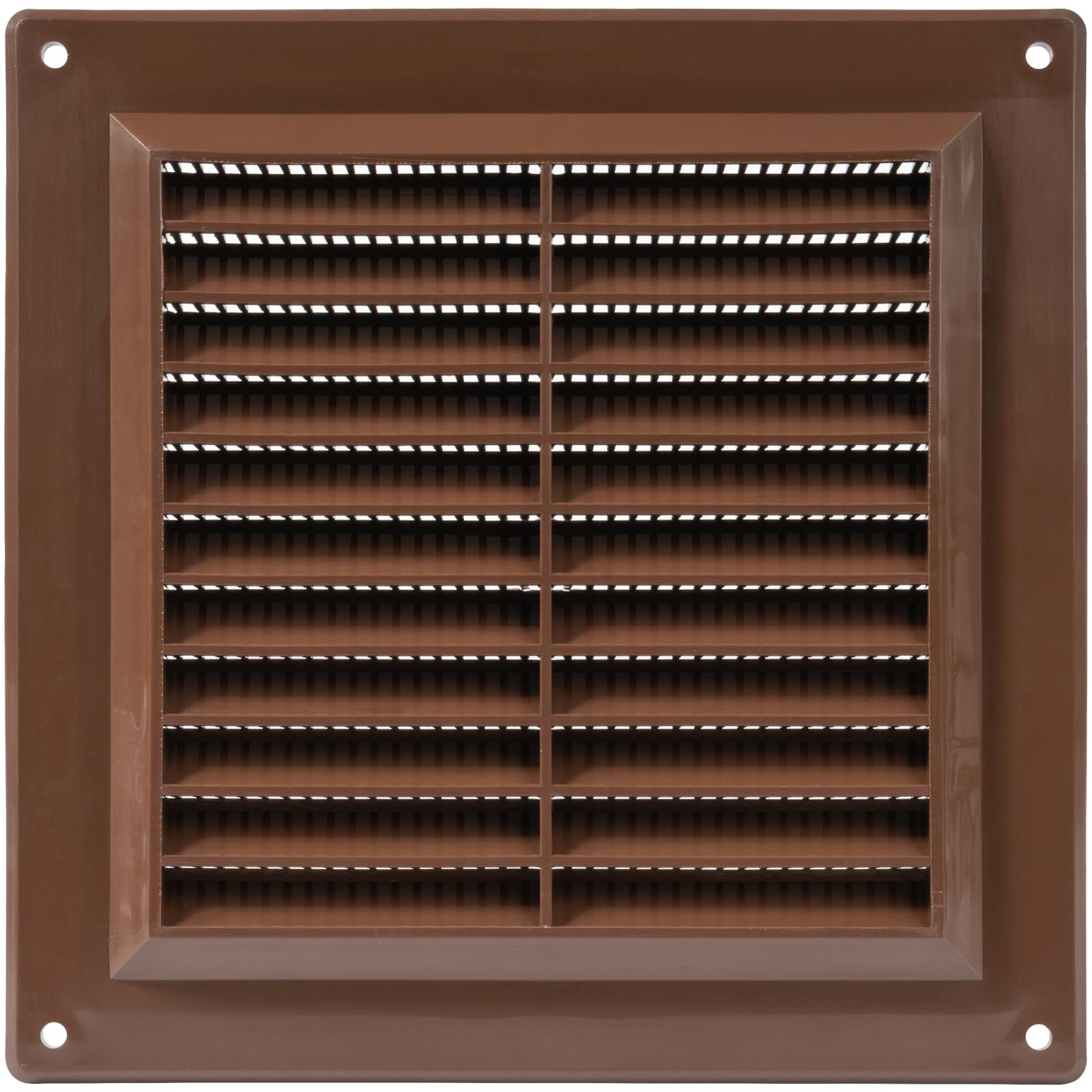 Vent Systems 150 x 150 mm / 6" x 6" Inch Square Plastic Air Vent Cover, Louvered Wall Grille with Insect Mesh
