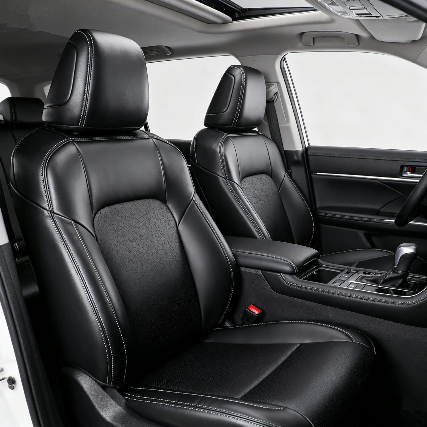 Full Set Protector Car 8 PU Leather Seat Covers Full Surround Black Compatible with Toyota Highlander Second Row 40/60 Split 2020 2021 2022 2023