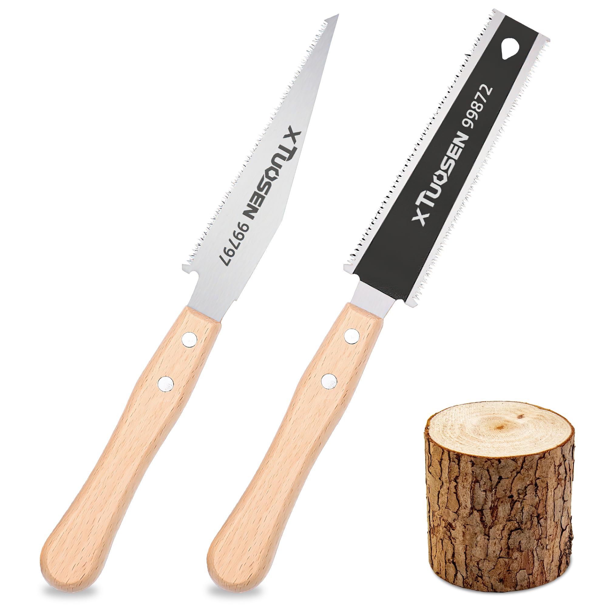 Wenjion 2-Piece Japanese Hand Saw Set & Wood Cutter, Double-Edged Ryoba & 6-Inch Flush Cut Wood Saw, Sk5 Steel Blades For Precision Woodworking, Carpentry, Diy Projects & Furniture Making