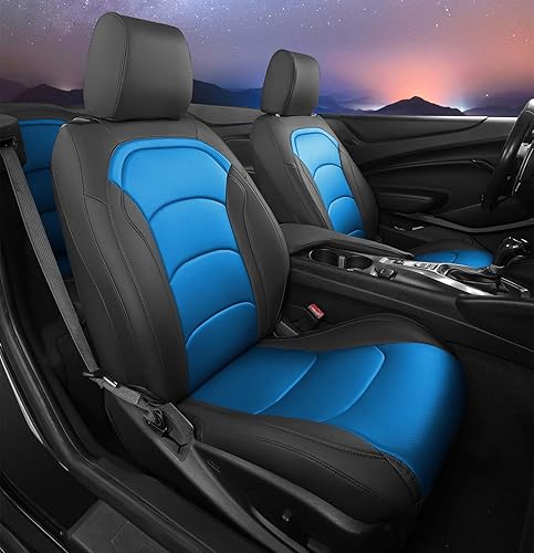 Miniatura 18 de Funda de asiento para Camaro Convertible LT LS RS SS 2016-2024 6ª generación (asientos estándar), fundas de asiento de piel sintética de ajuste