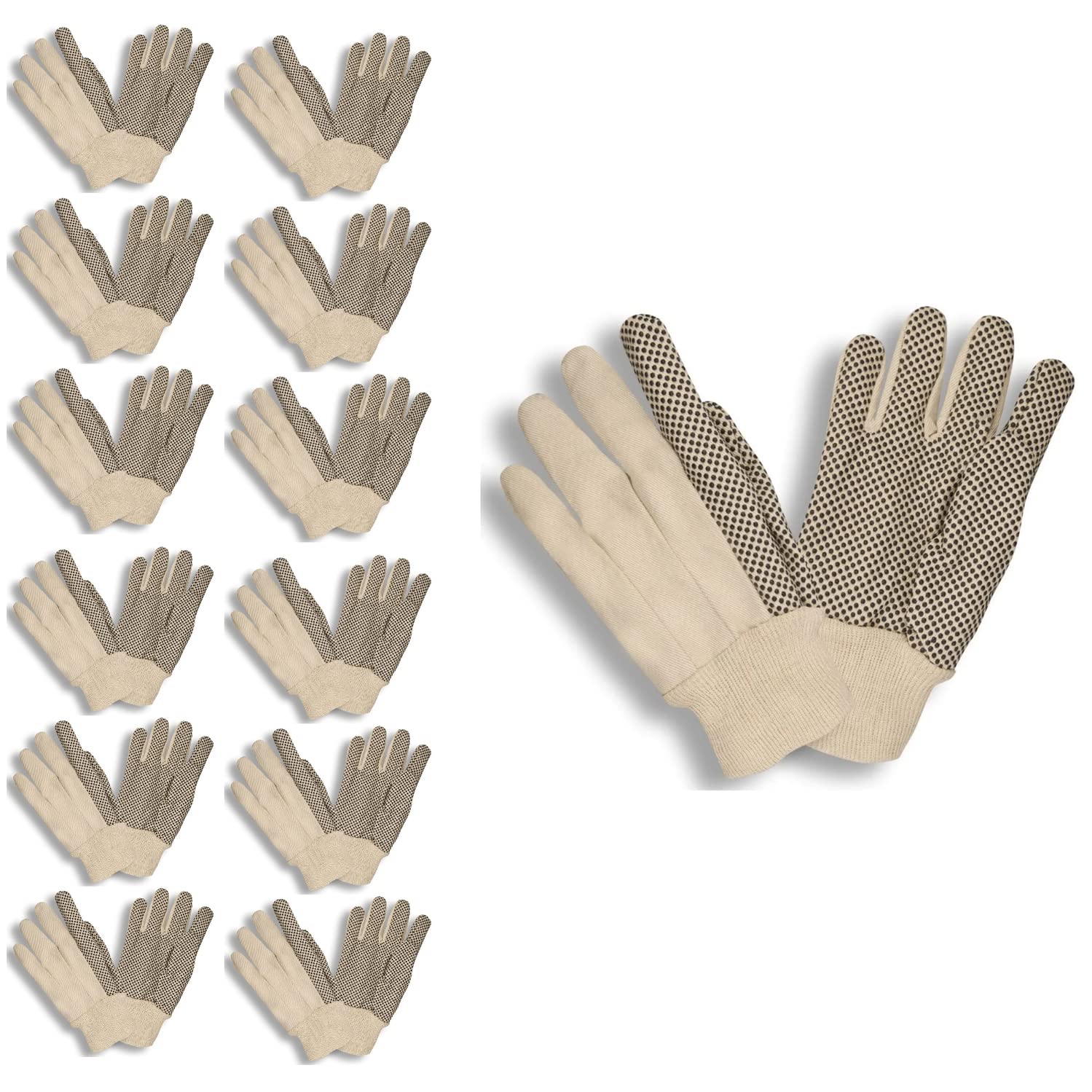 Cordova 2610XL Medium Weight Gloves, Cotton Canvas, Black PVC Dots, Knit Wrist, X-Large, 12-Pack