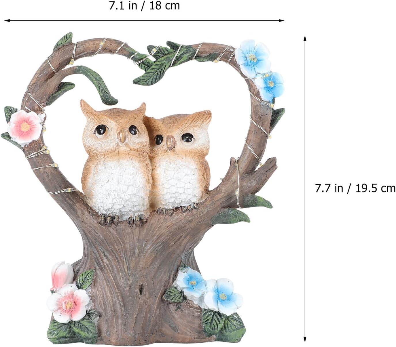 ibasenice Couple Owls Solar Garden Lamp Resin Figurine Outdoor Lawn Light Decor for Patio Balcony Yard Landscape Lighting