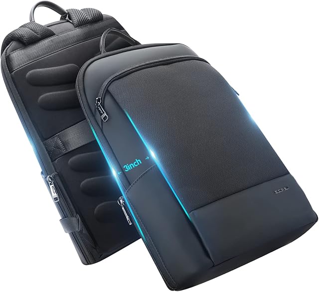 BOPAI Unisex Super Slim Laptop Backpack 15 Inch Business Laptop Backpack for Men Light Weight Waterproof Computer Bagpack,Black