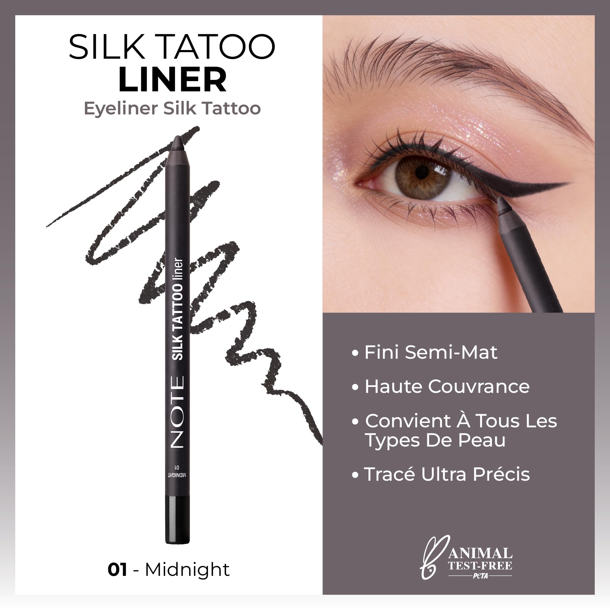 Note Cosmetics Silk Tattoo Liner Suya Dayanıklı İpeksi Jel Göz Kalemi - 01 Midnight