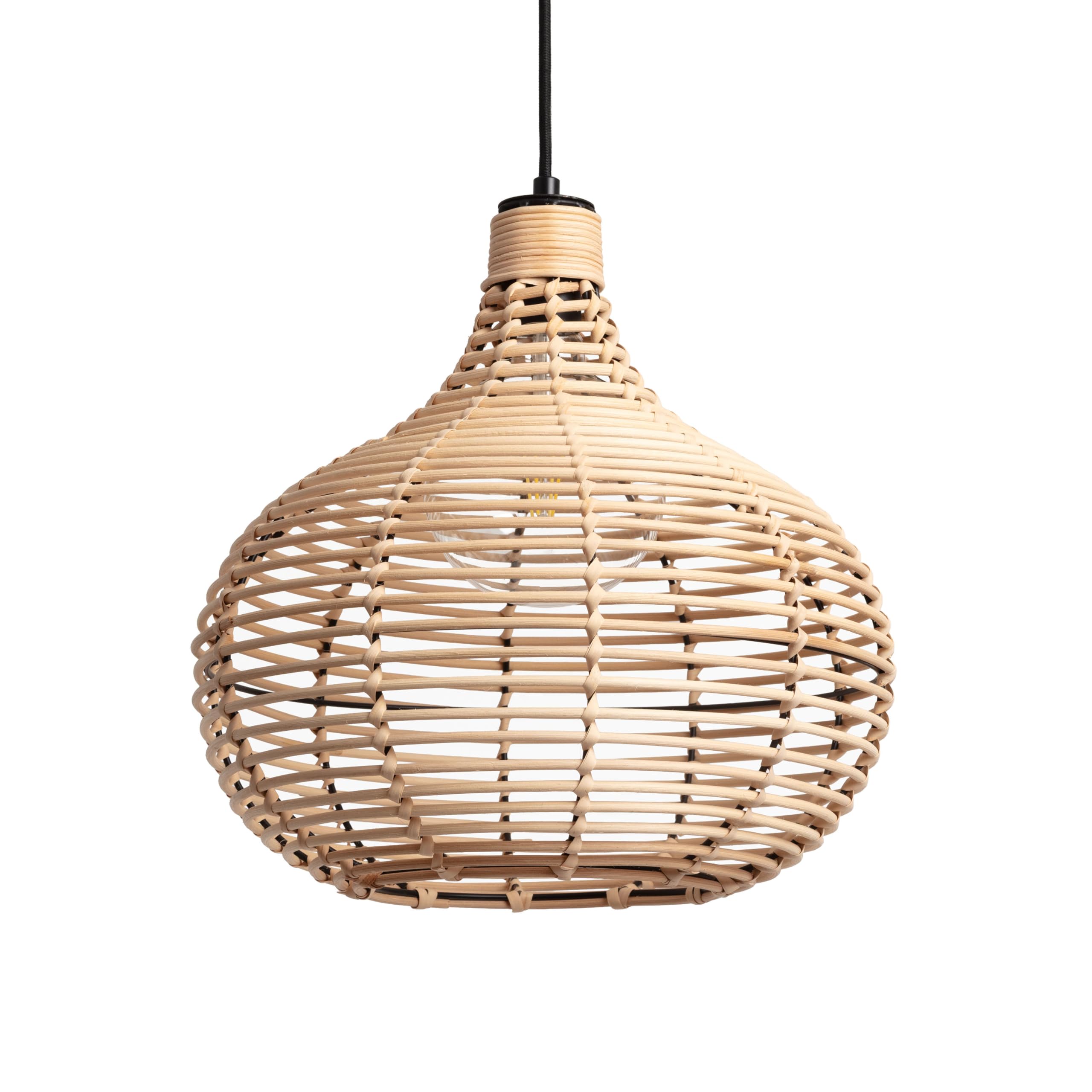 LEDKIA LIGHTING - Lámpara Colgante Ratán Yantai | Diseño Boho-Chic | Compatible con Bombillas LED E27 | Ideal para Salón; Dormitorio; Cocina | Natural