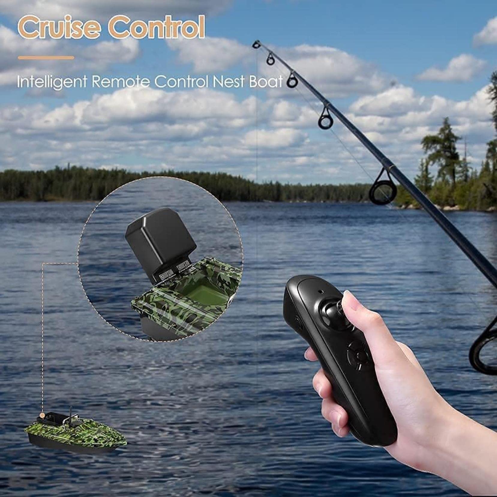 Barca con Esca, Barca con Esca per la Pesca alla Carpa, Barca con Esca, Barca con Esca da Pesca Caccia Barca con Esca RC 500M CR Scatola Singola Carico 2 kg A l