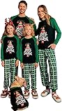 Haloumoning Family Christmas Pajamas Matching Sets Xmas PJs Sets Holiday Jammies Sleepwear Green