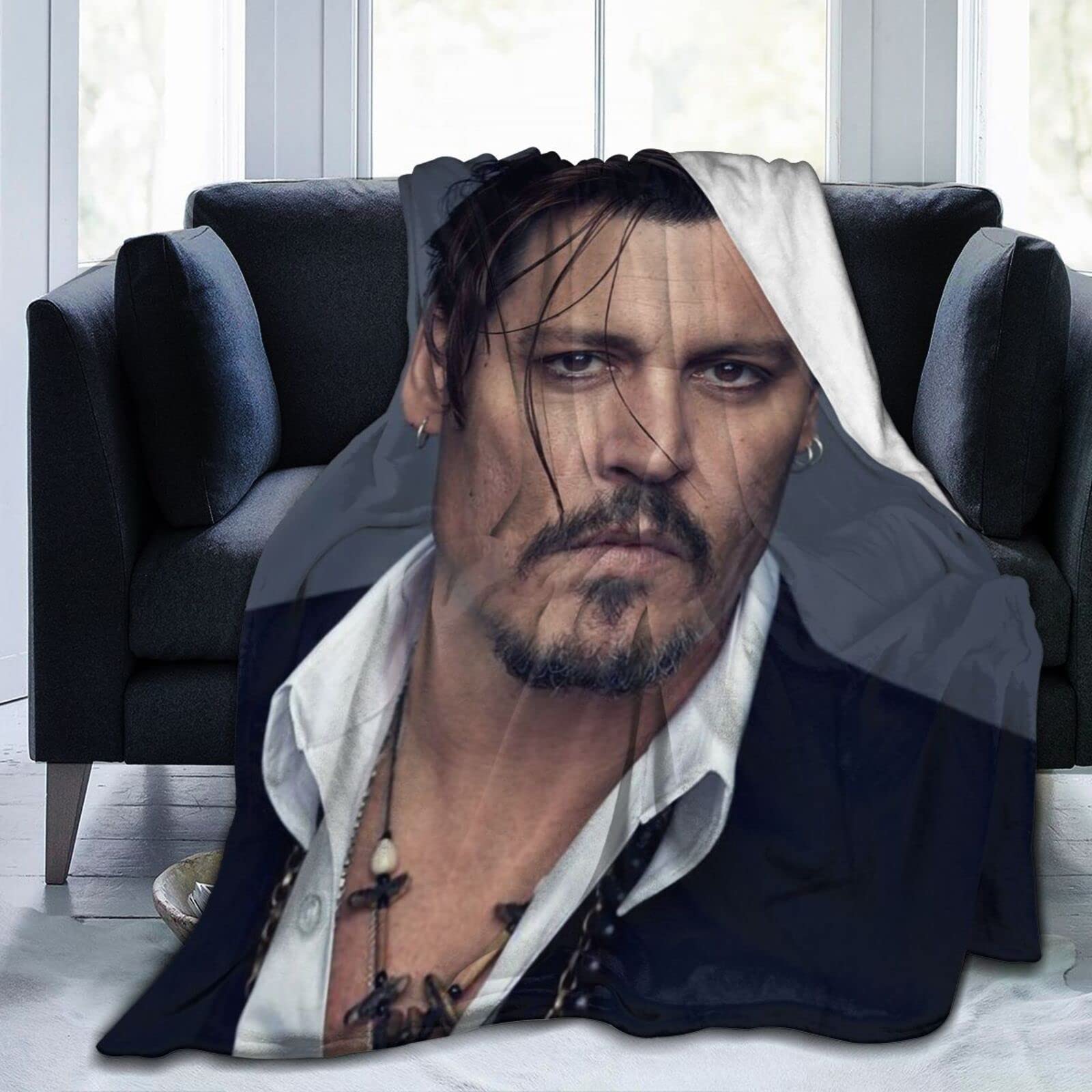 YINGD Johnny Depp Blanket Lamb Blanket D Print Plush Blanket Bedding Decor Blanket for Living Room Bedroom Dorm Decor