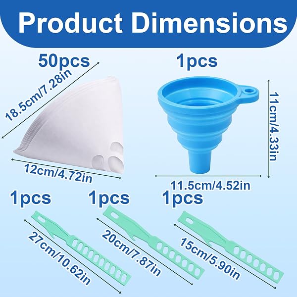 Paint Filters Strainers - 54 Piece 100 Mesh Paint Filter with Silicone Funnel & Stirrers - Includes Paint Filter, Paint Strainer, Funnel and Stir Sticks for Automotive, Art, & DIY Painting - 2