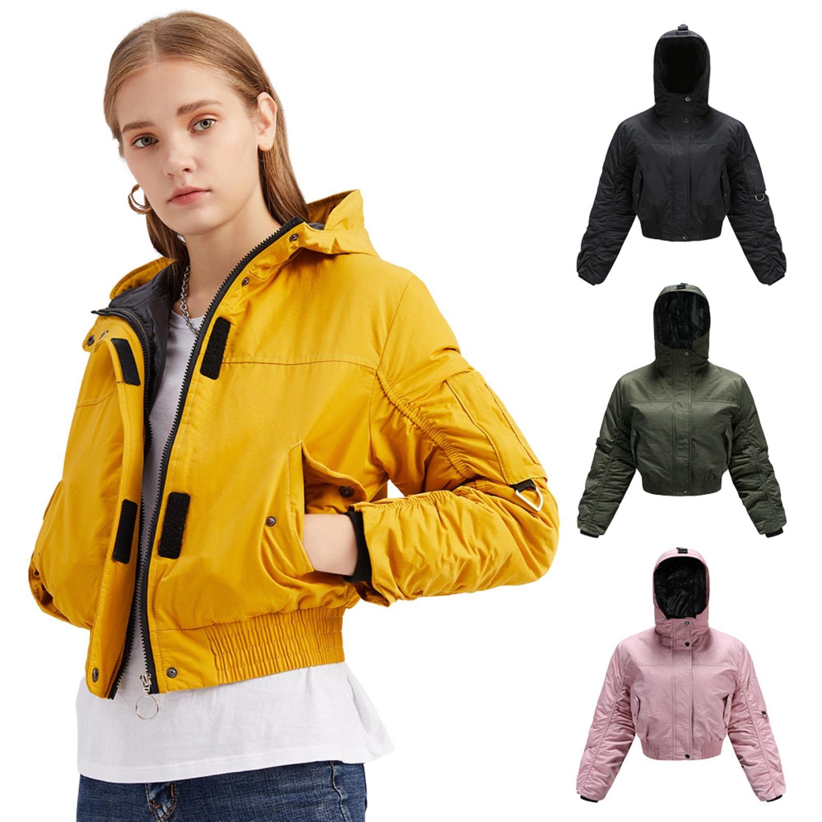 CULAX SHORT BONBERJACKET 美品 ZXCL Cropped bomber jacket women streetwear pink yellow