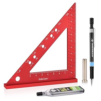 6 inch Small Square Tool with 0.7mm Mechanical Pencil Fixed Miter Angle Pin 90 Degree Mini Carpenter Square Precision Woodworking Machinist Measuring Square