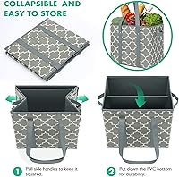 Vista 5 de WISELIFE Paquete de 4 bolsas reutilizables para comestibles, plegables y lavables, resistentes al agua, para compras, color gris