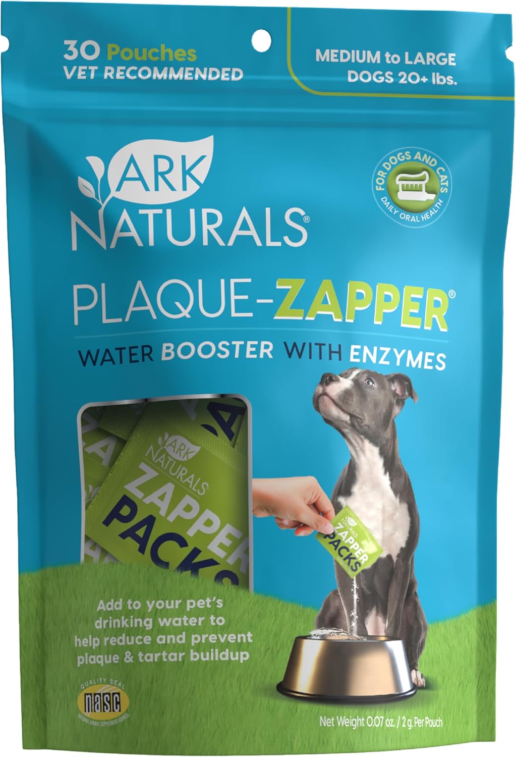 Ark Naturals Plaque Zapper, Fizzy Tasteless Water Additive for Cats and Dogs, Medium & Large Bowls