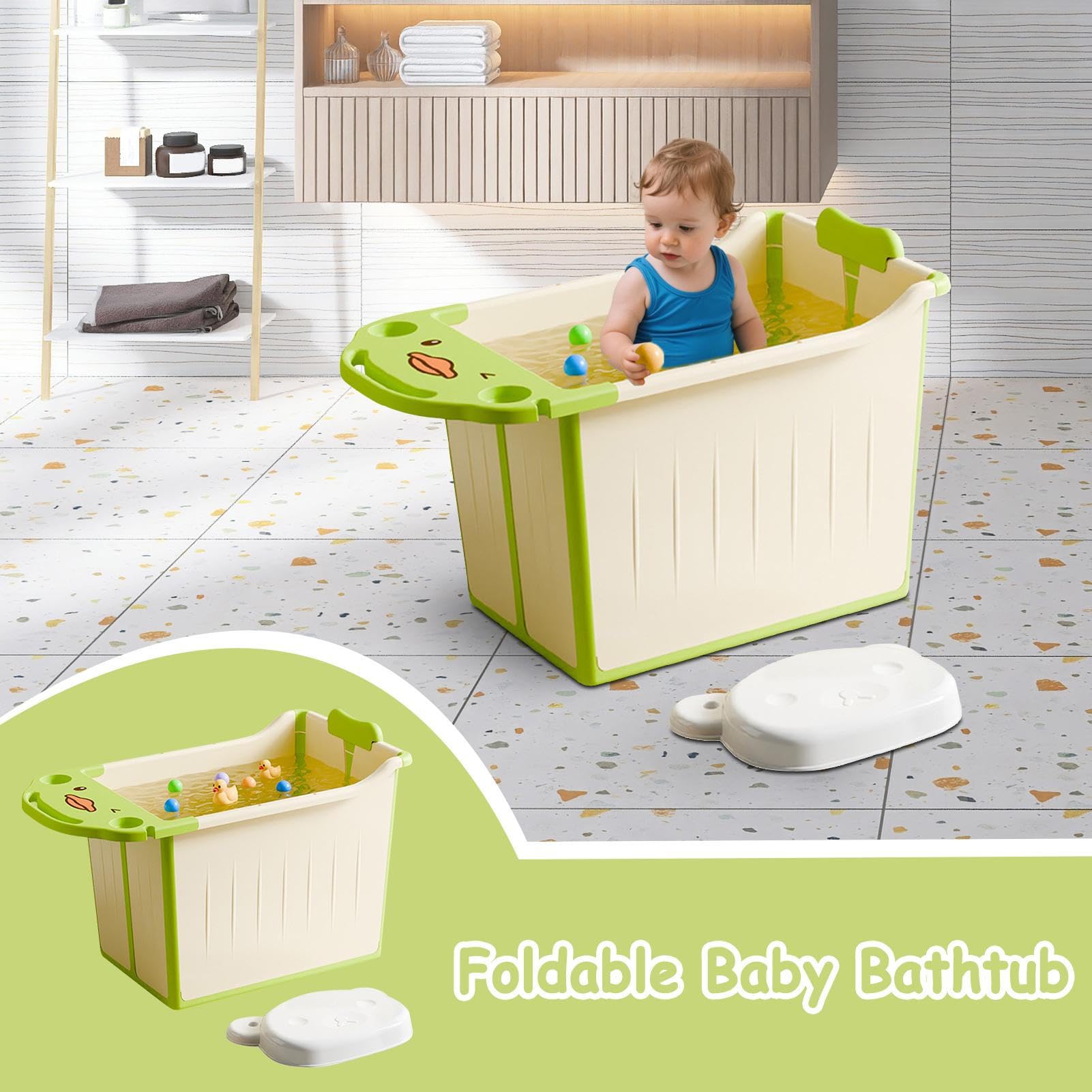 Bañera Plegable Para Bebé Bañera Infantil Plegable Fácil Almacenamiento | Soporte Baño Gruesa Tina Viaje Para Baño Dormitorio Apartamento Vacaciones