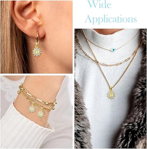 Miniatura 7 de Steisy - 10 dijes de circonita cúbica transparente de Virgen María, chapado en oro de 18 quilates, dije religioso para rosario, collar, joyería,