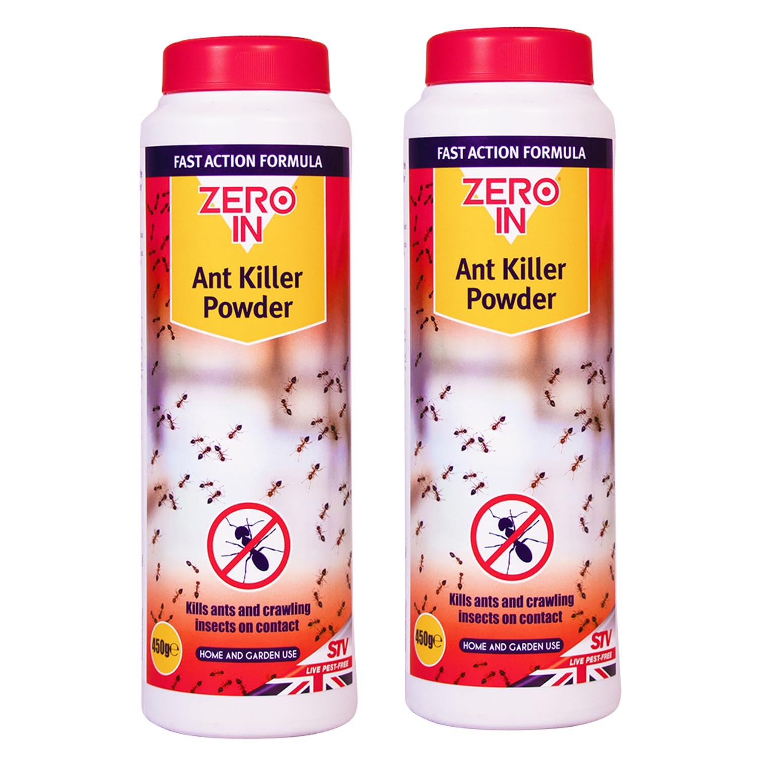 Quebec- Zero In Ant Killer Powder- Kills Ants & Other Indoor & Outdoor Crawling Insects- Kills on Contact- Safe for Children & Pets- Extended 6 Months Deterrence- 450g (Pack of 2)