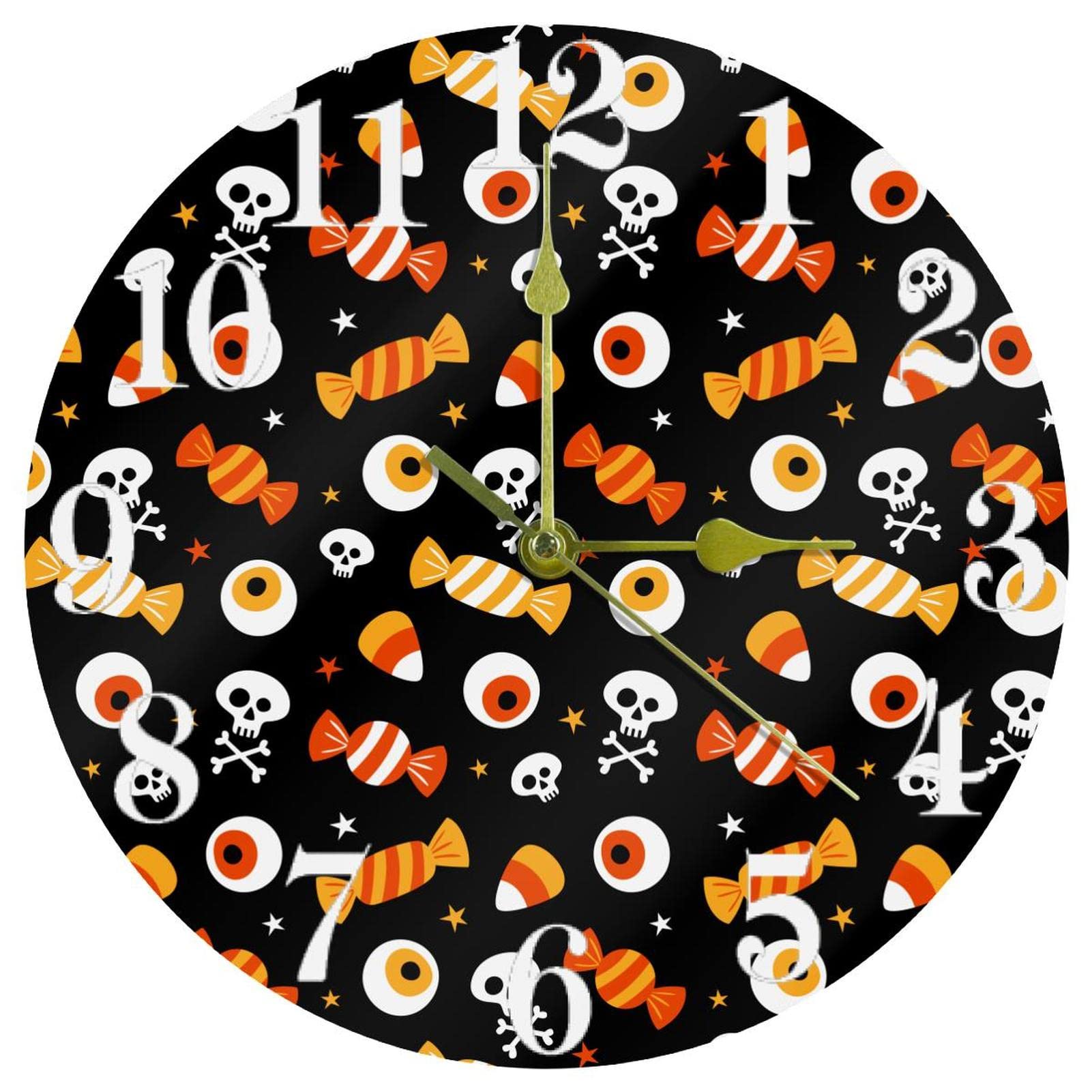 Horloge murale à quartz silencieuse pour dormir sans bruit déco Halloween à pile