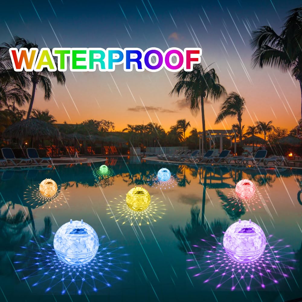 Solar Schwimmende Poolbeleuchtung, 2 Stück Teichbeleuchtung, Wasserdichte Schwimmkugel, LED Multifarbige Deko für Pool und Garten