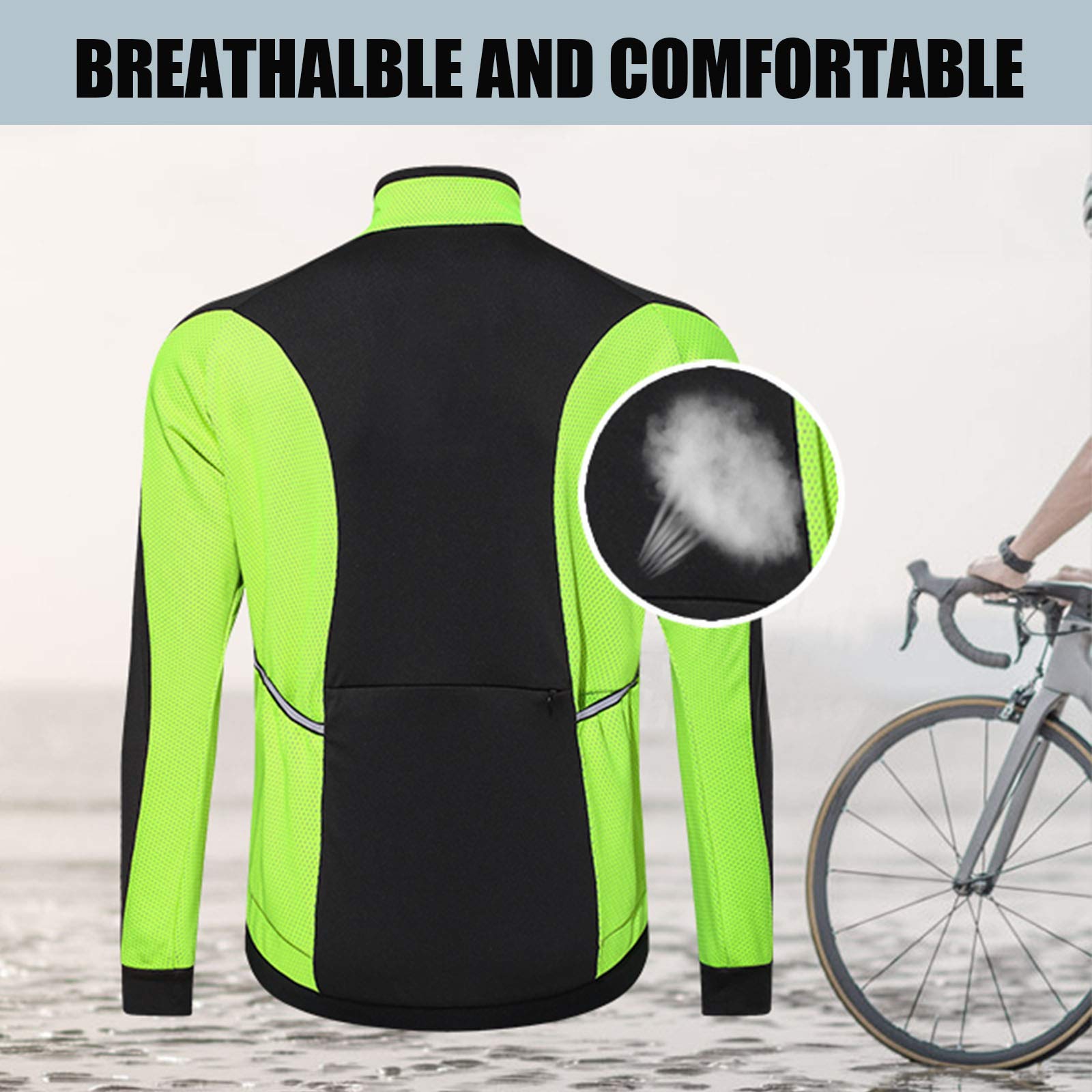 DOOLY Veste de cyclisme Homme Manteau d'hiver imperméable à haute visibilité, veste de sport thermique coupe-vent, taille 5XL, bleu
