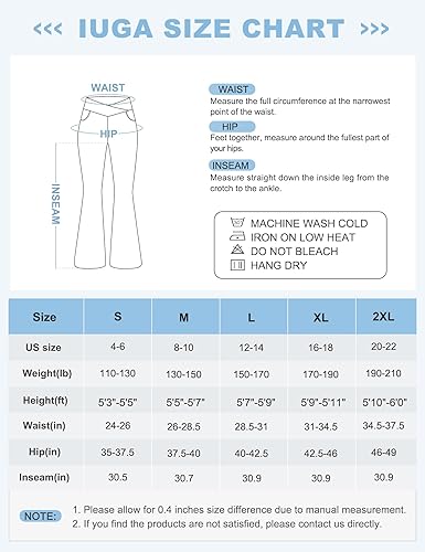 Miniatura 6 de IUGA Jeans acampanados para mujer, corte de bota, cruzado, cintura alta, parte inferior acampanada, pantalones de yoga de moda, leggings acampanados